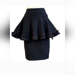 Betsey Johnson Black Ruffled Pencil Skirt